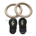 Wholesale wooden gym fitness rings with strap